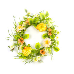 Easter wreath with flowers - yellow, 30 cm