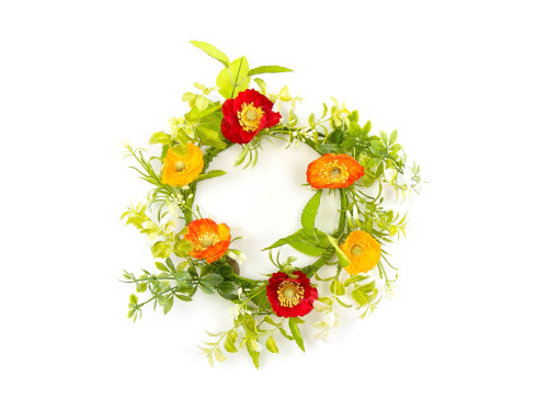 Easter wreath with flowers - orange, 30 cm