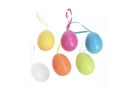 Plastic Easter eggs pendants - multicolor, 4 cm, 12 pcs.