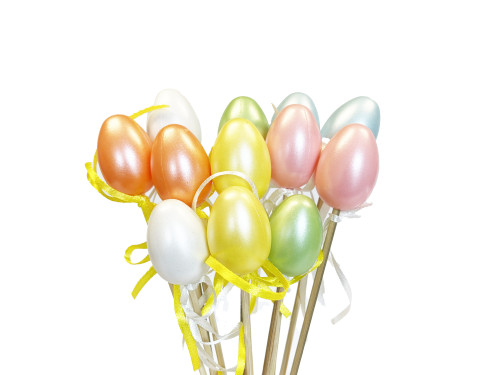 Easter eggs on a stick - multicolor, 4 cm, 12 pcs.