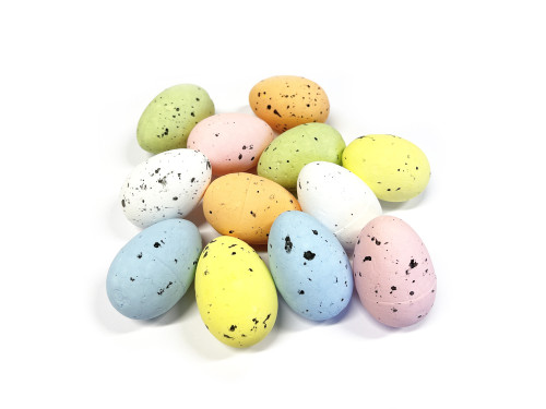 Styrofoam quail eggs - pastel, 6 cm, 12 pcs.
