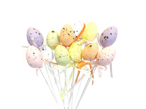 Easter eggs on a stick - pastel, 3,5 cm, 12 pcs.