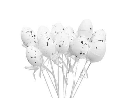 Easter eggs on a stick - white, 3,5 cm, 12 pcs.