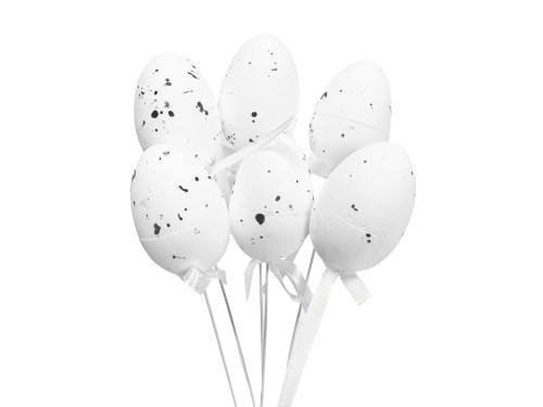 Easter eggs on a stick - white, 6 cm, 6 pcs.