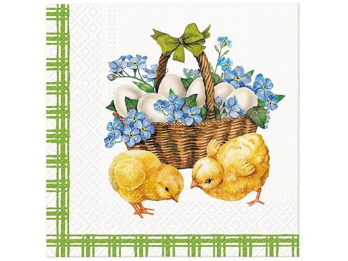 Decorative napkins - Paw - Chicks with Basket, 20 pcs.