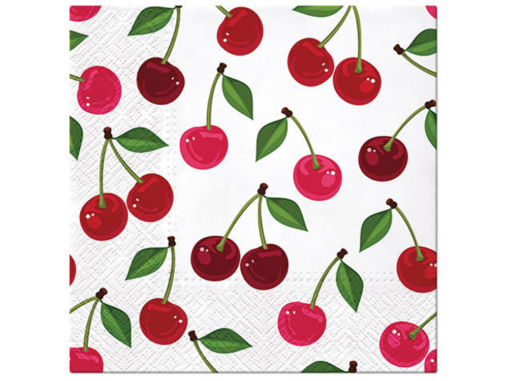 Decorative napkins - Paw - Cherries Pattern, 20 pcs.