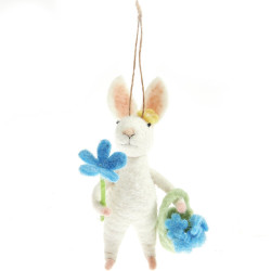 Pendant Bunny with flowers - 7 x 9 x 15 cm