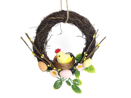 Wianek wielkanocny Kurczak w gnieździe - 18 cm
