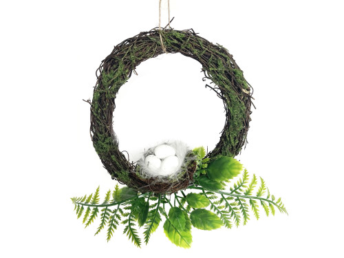 Easter mossy wreath Eggs in garden - 16 cm