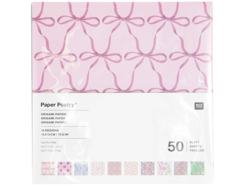Origami paper Rose - Paper Poetry - 15 x 15 cm, 50 sheets