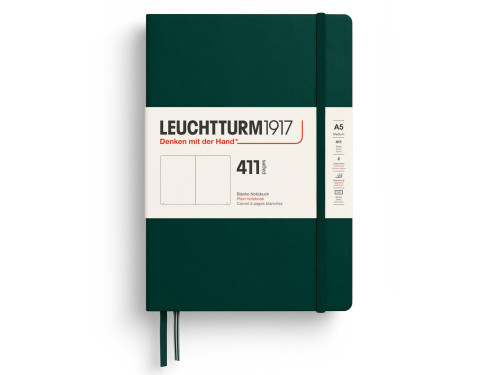 Notatnik 411 gładki A5 - Leuchtturm1917 - Forest Green, twarda okładka
