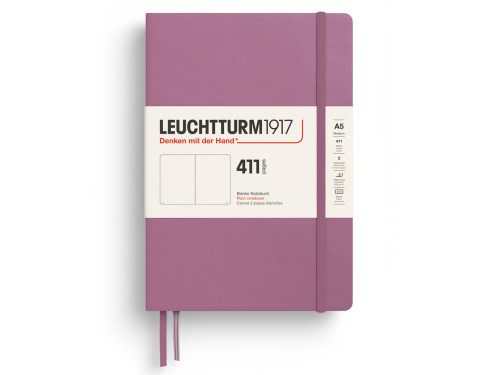 Plain Notebook 411 A5 - Leuchtturm1917 - Dusty Rose, hardcover, 80g/m2