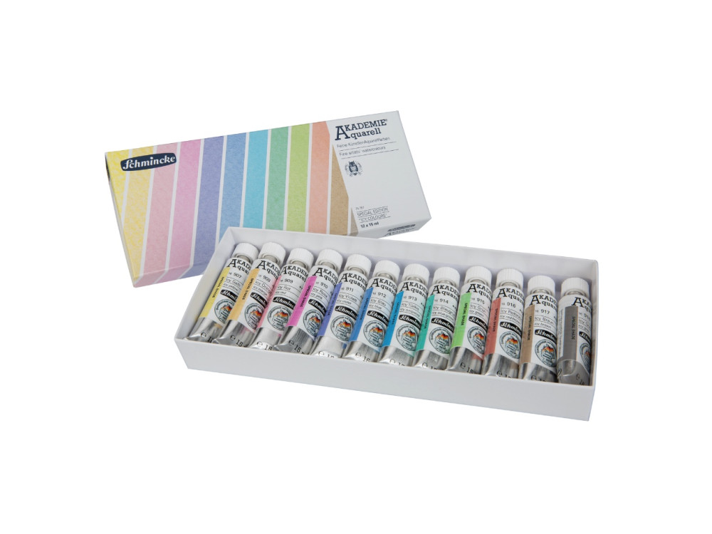 Set of Akademie Aquarell Icy Colours watercolor paints - Schmincke - 12 x 15 ml