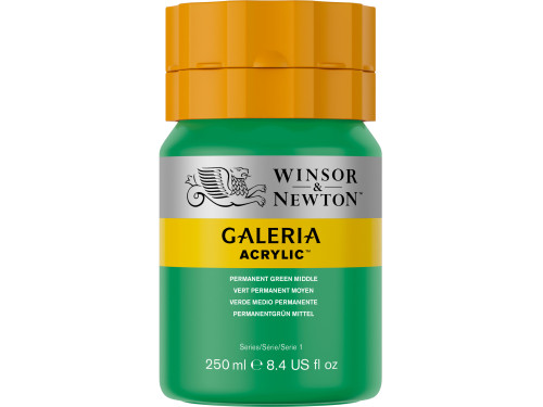 Farba akrylowa Galeria - Winsor & Newton - 484, Permanent Green Middle, 250 ml