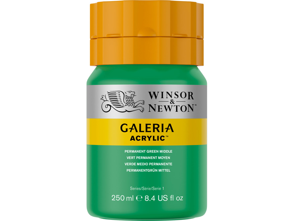 Farba akrylowa Galeria - Winsor & Newton - 484, Permanent Green Middle, 250 ml