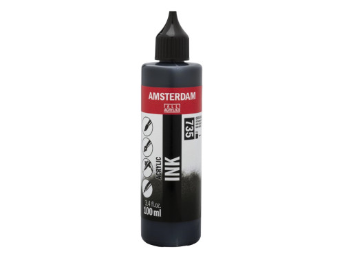 Tusz akrylowy - Amsterdam - 735, Oxide Black, 100 ml