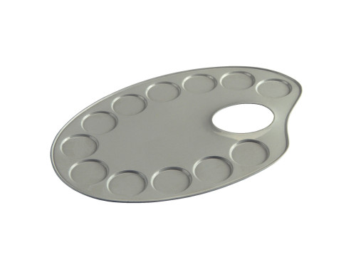 Metal painting palette - Talens - round, 12,6 x 18,5 cm