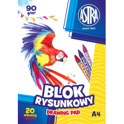 Blok rysunkowy A4 - Astra - biały 100 g 20 ark.