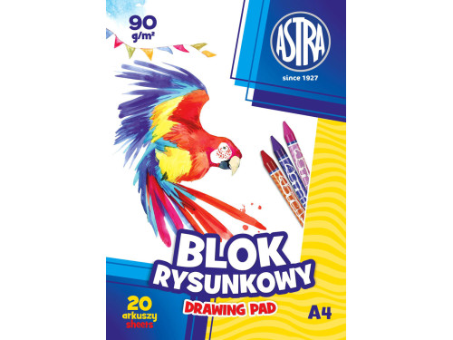 Blok rysunkowy A4 - Astra - biały 100 g 20 ark.