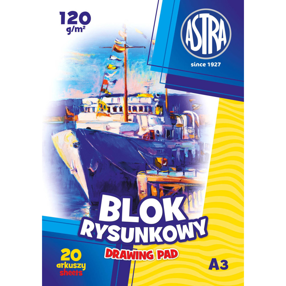 Blok techniczny A3 - Astra - biały, 120 g, 20 ark.