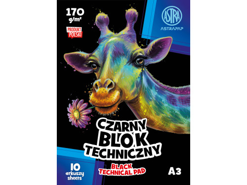 Blok techniczny A3 - Astra - czarny, 170 g, 10 ark.