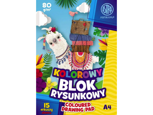 Colored Drawing Paper Pad A4 - Astra - 80 g, 15 sheets