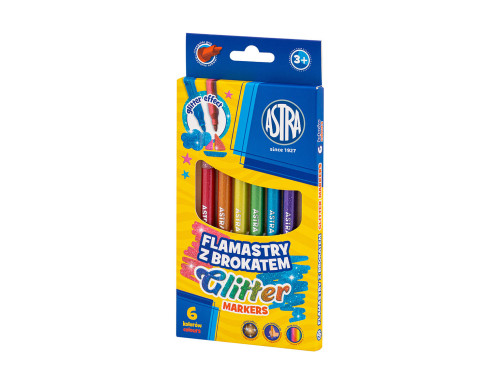 Set of glitter markers - Astra - 6 pcs.