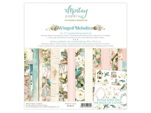 Set of scrapbooking papers 30,5 x 30,5 cm - Mintay - Winged Melodies