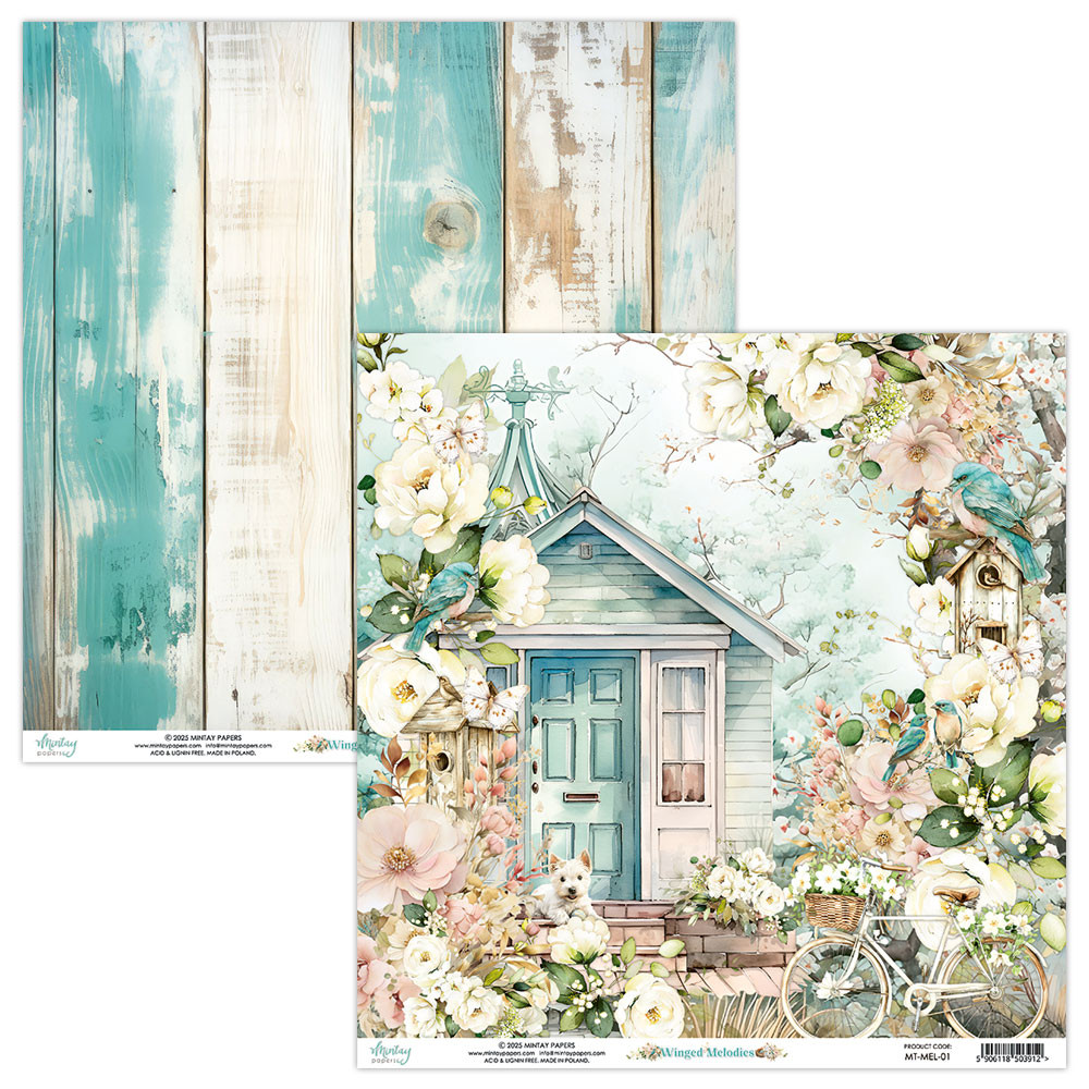 Set of scrapbooking papers 15,2 x 15,2 cm - Mintay - Winged Melodies