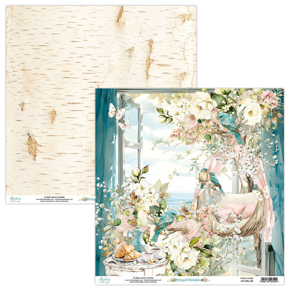 Set of scrapbooking papers 15,2 x 15,2 cm - Mintay - Winged Melodies