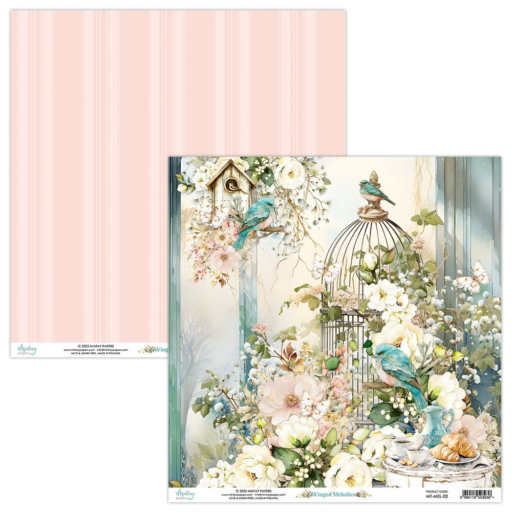 Set of scrapbooking papers 15,2 x 15,2 cm - Mintay - Winged Melodies