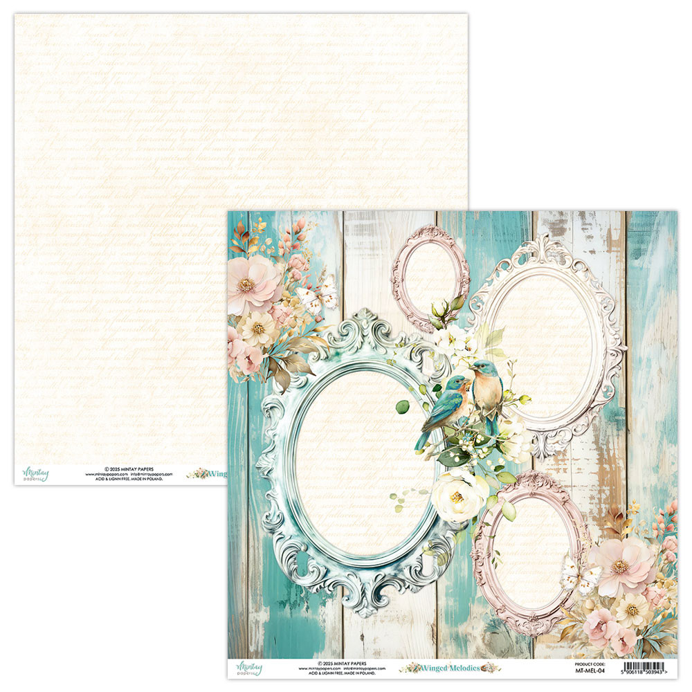 Set of scrapbooking papers 15,2 x 15,2 cm - Mintay - Winged Melodies
