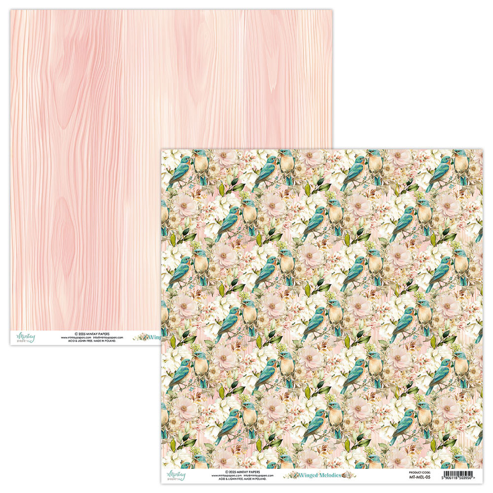 Set of scrapbooking papers 15,2 x 15,2 cm - Mintay - Winged Melodies