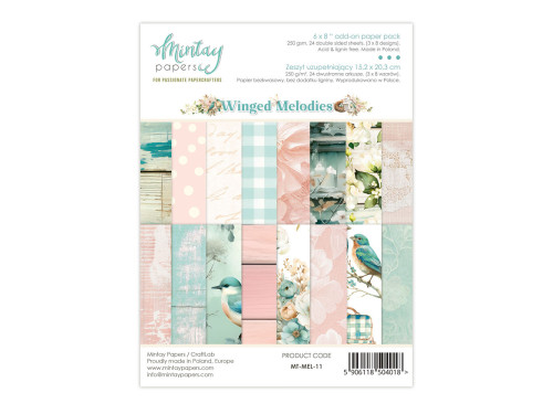 Zeszyt uzupełniający z papierami do scrapbookingu - Mintay - Winged Melodies
