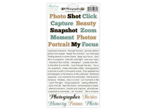 Zestaw naklejek papierowych 15,2 x 20,3 cm - Mintay - Photographer, wersja angielska