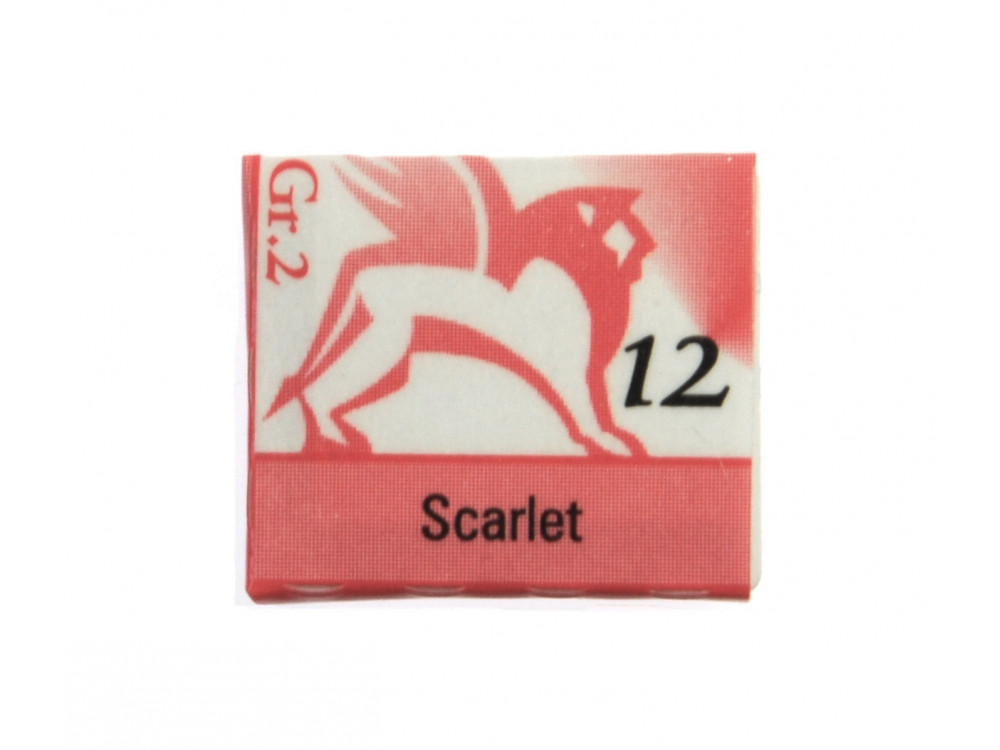 Watercolors in half pans - Renesans - 12, scarlet, 1,5 ml