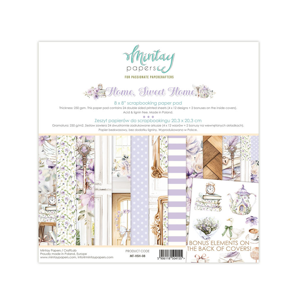 Set of scrapbooking papers 20,3 x 20,3 cm - Mintay - Home Sweet Home