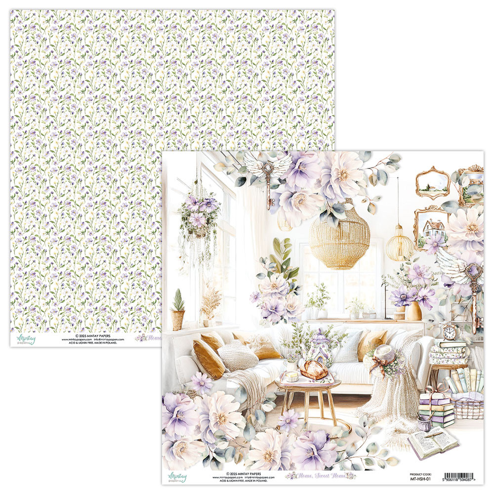 Set of scrapbooking papers 20,3 x 20,3 cm - Mintay - Home Sweet Home