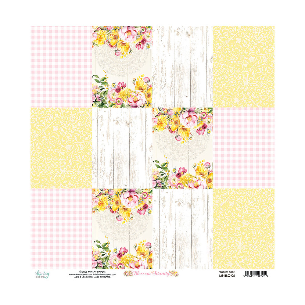 Papier do scrapbookingu 30,5 x 30,5 cm - Mintay - Blossom Serenity 06