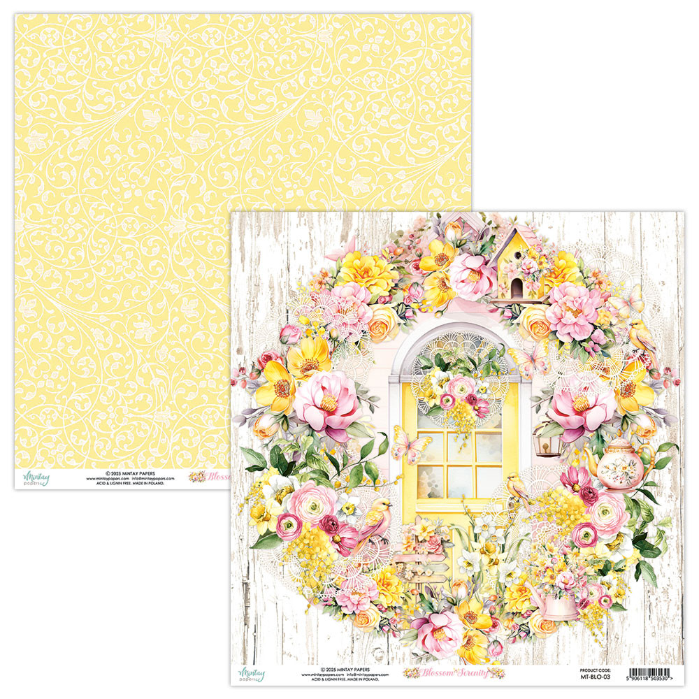 Papier do scrapbookingu 30,5 x 30,5 cm - Mintay - Blossom Serenity 03