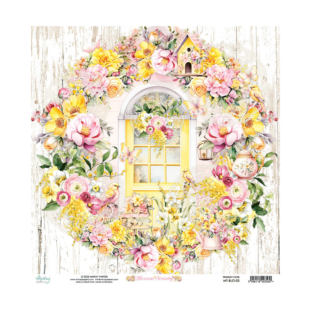 Papier do scrapbookingu 30,5 x 30,5 cm - Mintay - Blossom Serenity 03
