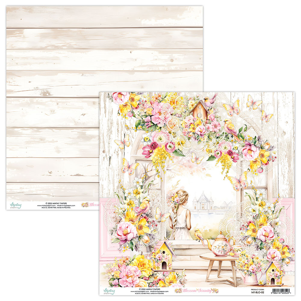 Papier do scrapbookingu 30,5 x 30,5 cm - Mintay - Blossom Serenity 02