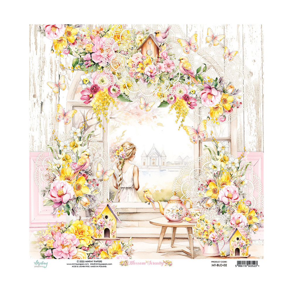 Papier do scrapbookingu 30,5 x 30,5 cm - Mintay - Blossom Serenity 02