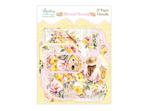 Zestaw papierowych tagów i kopert - Mintay - Blossom Serenity, 27 szt.