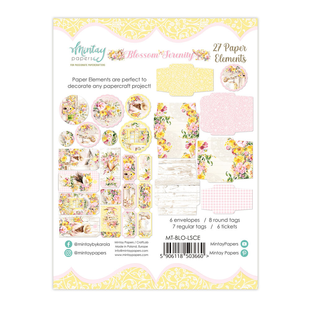 Set of paper elements, tags - Mintay - Blossom Serenity, 27 pcs.