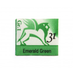Watercolors in half pans - Renesans - 31, emerald green, 1,5 ml