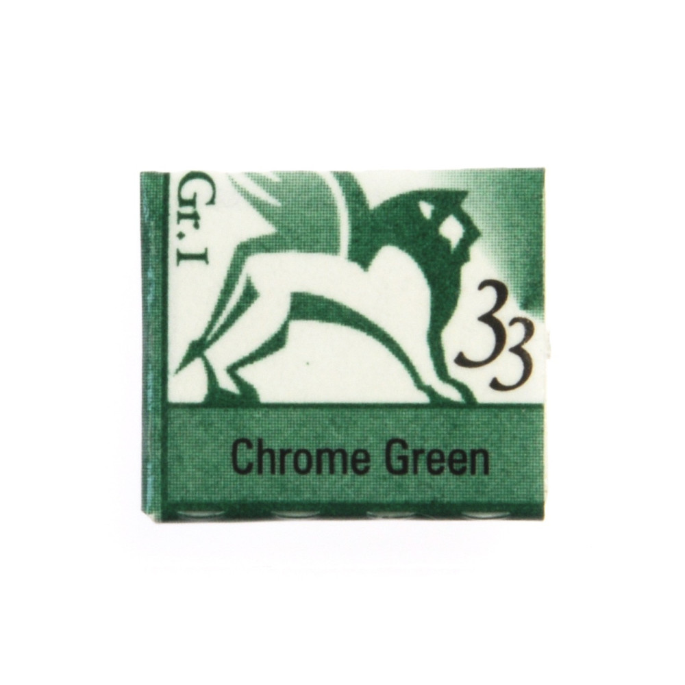 Watercolors in half pans - Renesans - 33, chrome green, 1,5 ml