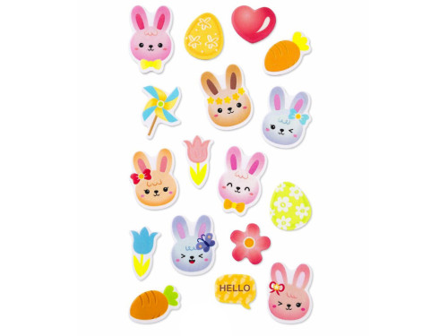 Foam stickers Bunnies - DpCraft - 17 pcs.