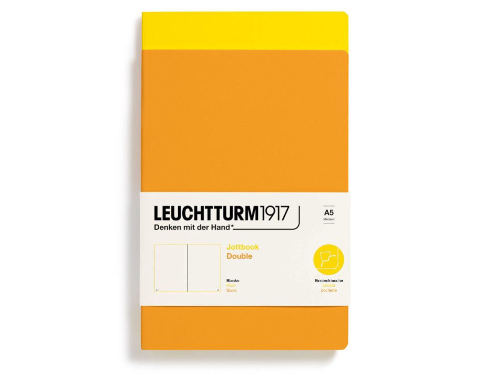 Notatnik Jottbook Double gładki A5 - Leuchtturm1917 - Lemon & Rising Sun, 2 szt.