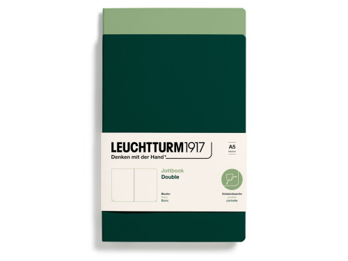 Notatnik Jottbook Double gładki A5 - Leuchtturm1917 - Sage & Forest Green, 2 szt.